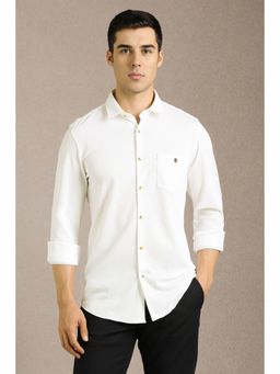 Louis Philippe - Men White Textured Full Sleeves Casual Shirt