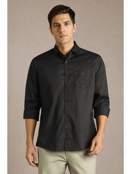 Louis Philippe - Men Black Solid Full Sleeves Casual Shirt