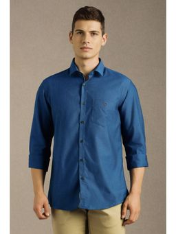Louis Philippe - Men Blue Solid Full Sleeves Casual Shirt