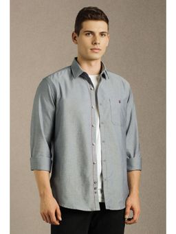 Louis Philippe - Men Grey Solid Full Sleeves Casual Shirt