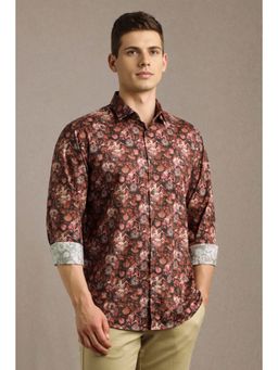 Louis Philippe - Men Maroon Print Full Sleeves Casual Shirt