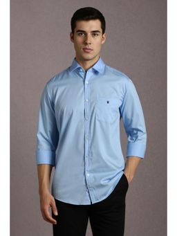 Louis Philippe - Men Light Blue Solid Full Sleeves Casual Shirt