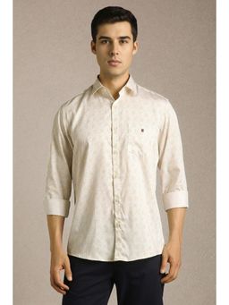 Louis Philippe - Men Beige Print Full Sleeves Casual Shirt
