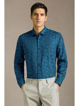 Louis Philippe - Men Blue Print Full Sleeves Casual Shirt
