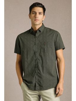 Louis Philippe - Men Olive Print Half Sleeves Casual Shirt