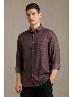 Louis Philippe - Men Maroon Print Full Sleeves Casual Shirt