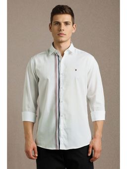 Louis Philippe - Men White Stripe Full Sleeves Casual Shirt
