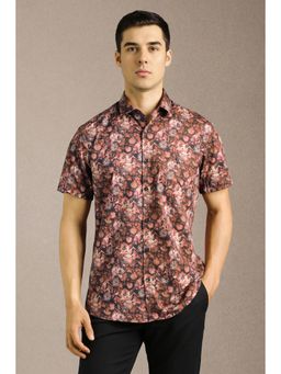 Louis Philippe - Men Red Print Half Sleeves Casual Shirt