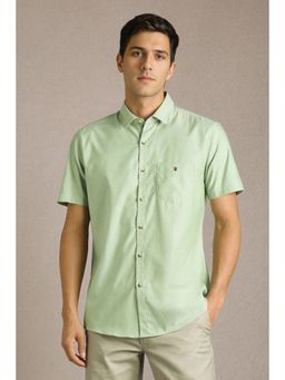Louis Philippe - Men Green Solid Half Sleeves Casual Shirt