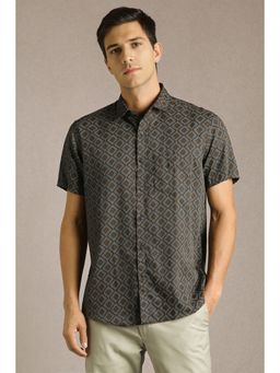 Louis Philippe - Men Black Print Half Sleeves Casual Shirt