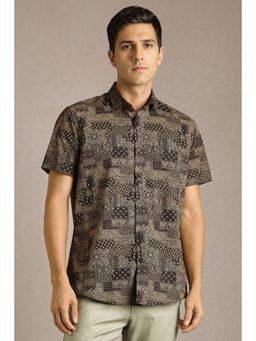 Louis Philippe - Men Brown Print Half Sleeves Casual Shirt