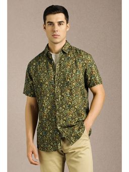 Louis Philippe - Men Olive Print Half Sleeves Casual Shirt
