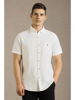 Louis Philippe - Men White Solid Half Sleeves Casual Shirt