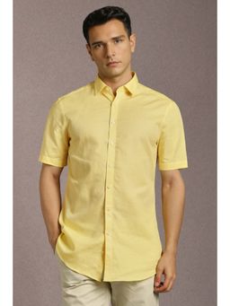Louis Philippe - Men Yellow Solid Half Sleeves Casual Shirt