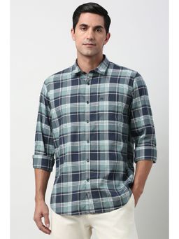Peter England - Men Light Blue Slim Fit Check Full Sleeves Casual Shirt