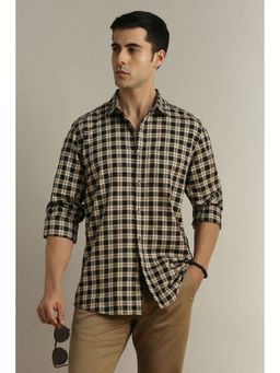 Peter England - Men Black Slim Fit Check Full Sleeves Casual Shirt