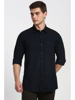Peter England - Men Navy Blue Slim Fit Solid Full Sleeves Casual Shirt