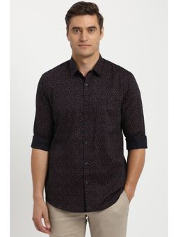 Peter England - Men Navy Blue Slim Fit Print Full Sleeves Casual Shirt