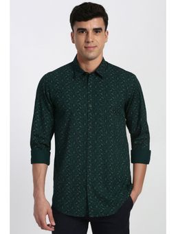 Peter England - Men Green Slim Fit Print Full Sleeves Casual Shirt