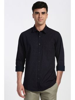 Peter England - Men Navy Blue Slim Fit Print Full Sleeves Casual Shirt