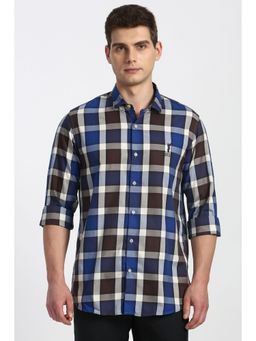 Peter England - Men Multicolour Slim Fit Check Full Sleeves Casual Shirt