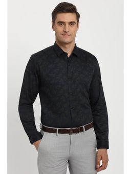 Peter England - Men Navy Blue Slim Fit Full Sleeves Formal Shirt