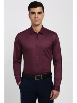 Peter England - Men Maroon Regular Fit Full Sleeves Formal Shirt