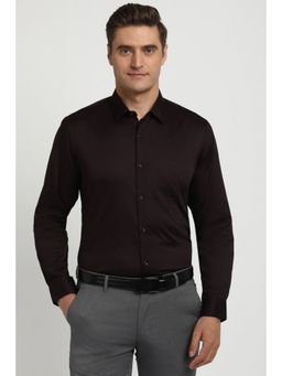 Peter England - Men Wine Regular Fit Full Sleeves Formal Shirt