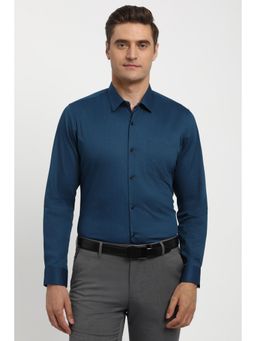 Peter England - Men Teal Slim Fit Full Sleeves Formal Shirt