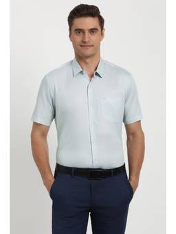 Peter England - Men Light Grey Regular Fit Half Sleeves Formal Shirt