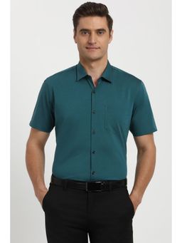Peter England - Men Green Regular Fit Half Sleeves Formal Shirt