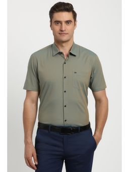 Peter England - Men Olive Regular Fit Half Sleeves Formal Shirt