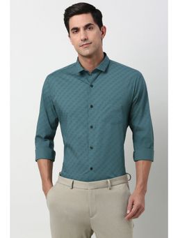 Peter England - Men Green Slim Fit Full Sleeves Formal Shirt