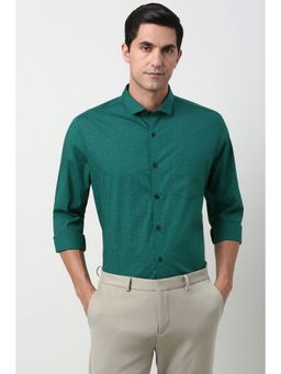 Peter England - Men Green Slim Fit Full Sleeves Formal Shirt