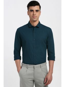 Peter England - Men Teal Slim Fit Full Sleeves Formal Shirt