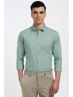 Peter England - Men Green Slim Fit Full Sleeves Formal Shirt
