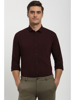 Peter England - Men Maroon Slim Fit Full Sleeves Formal Shirt