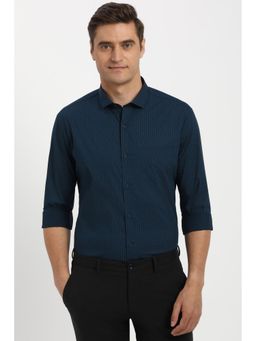 Peter England - Men Navy Blue Slim Fit Full Sleeves Formal Shirt