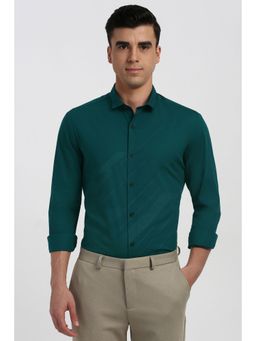 Peter England - Men Green Slim Fit Full Sleeves Formal Shirt