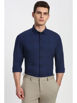 Peter England - Men Navy Blue Slim Fit Full Sleeves Casual Shirt