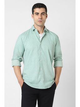 Van Heusen - Men Green Print Full Sleeves Party Shirt