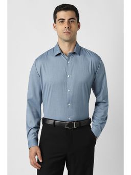 Van Heusen - Men Light Blue Textured Full Sleeves Party Shirt