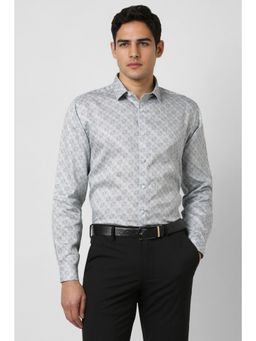 Van Heusen - Men Grey Slim Fit Print Full Sleeves Party Shirt