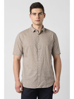 Van Heusen - Men Brown Print Half Sleeves Party Shirt