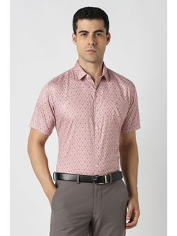 Van Heusen - Men Pink Print Half Sleeves Party Shirt