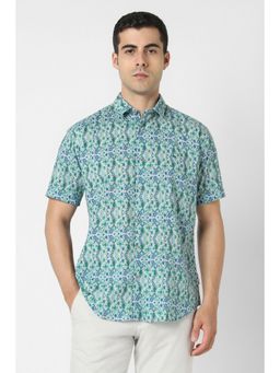 Van Heusen - Men Multi-Color Print Half Sleeves Party Shirt