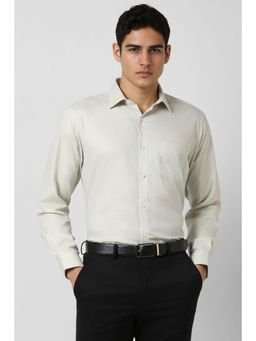 Van Heusen - Men Off White Regular Fit Textured Full Sleeves Wedding Shirt