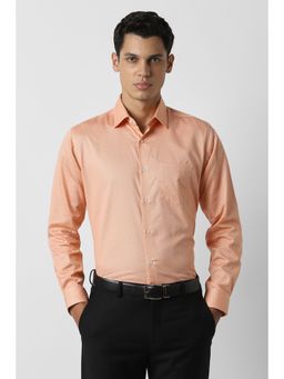 Van Heusen - Men Orange Print Full Sleeves Wedding Shirt