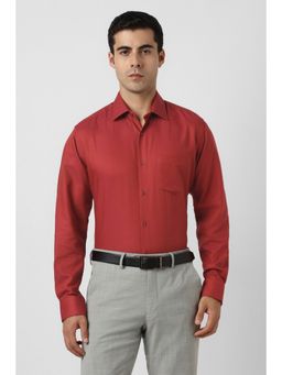 Van Heusen - Men Red Textured Full Sleeves Wedding Shirt