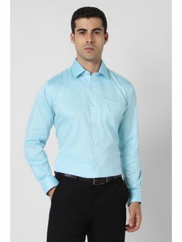 Van Heusen - Men Light Blue Textured Full Sleeves Wedding Shirt